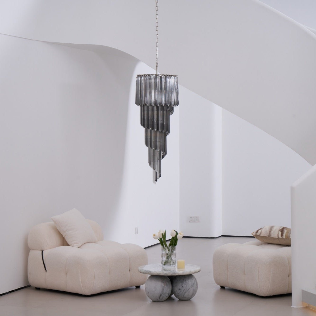 Aurora Chandelier Smoked Glass Spiral