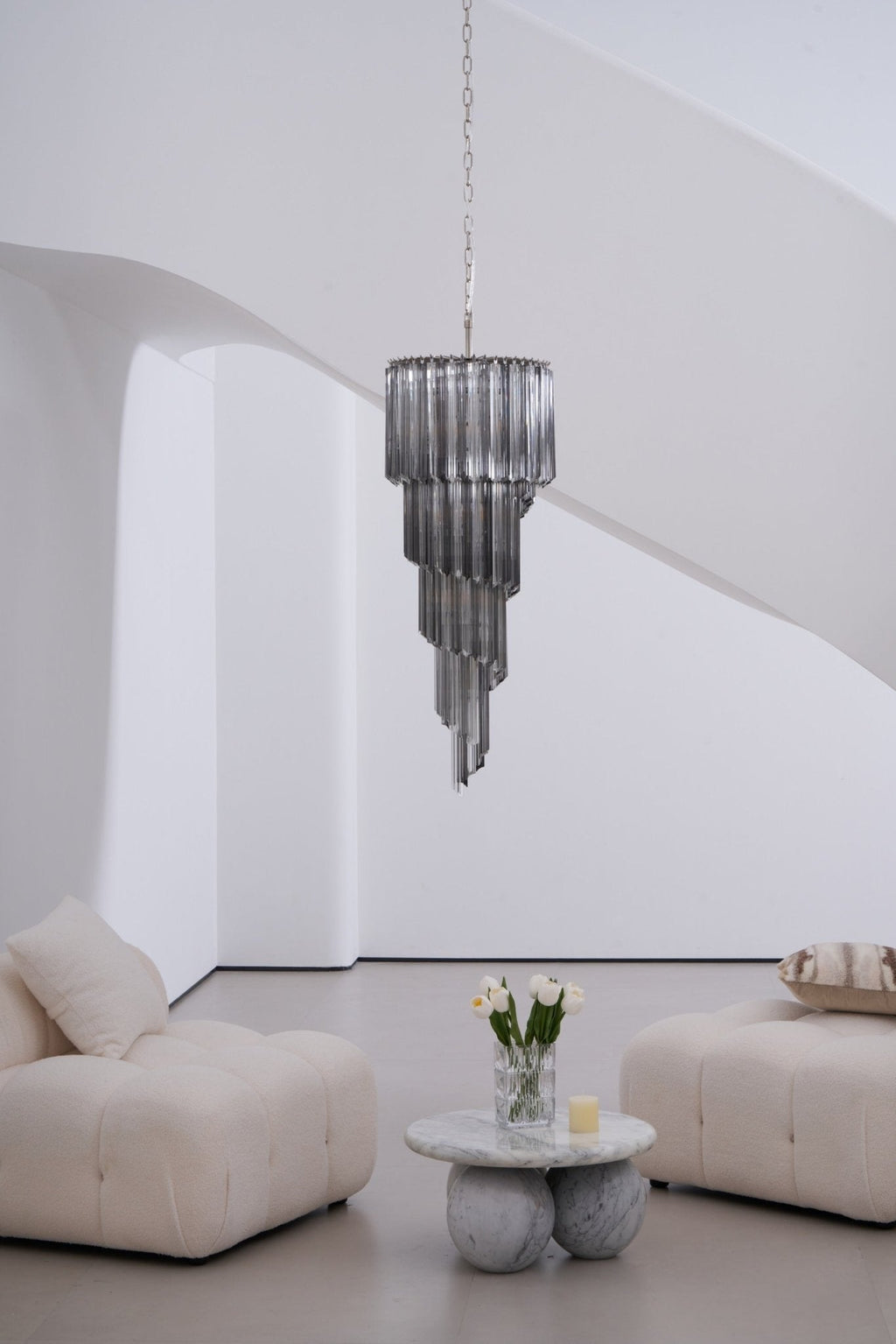 Aurora Chandelier Smoked Glass Spiral