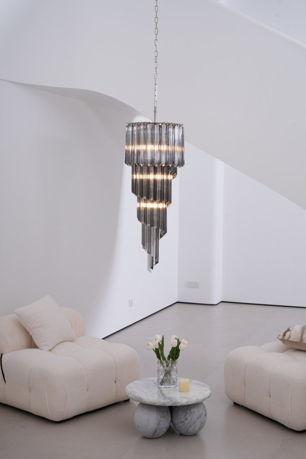 Aurora Chandelier Smoked Glass Spiral