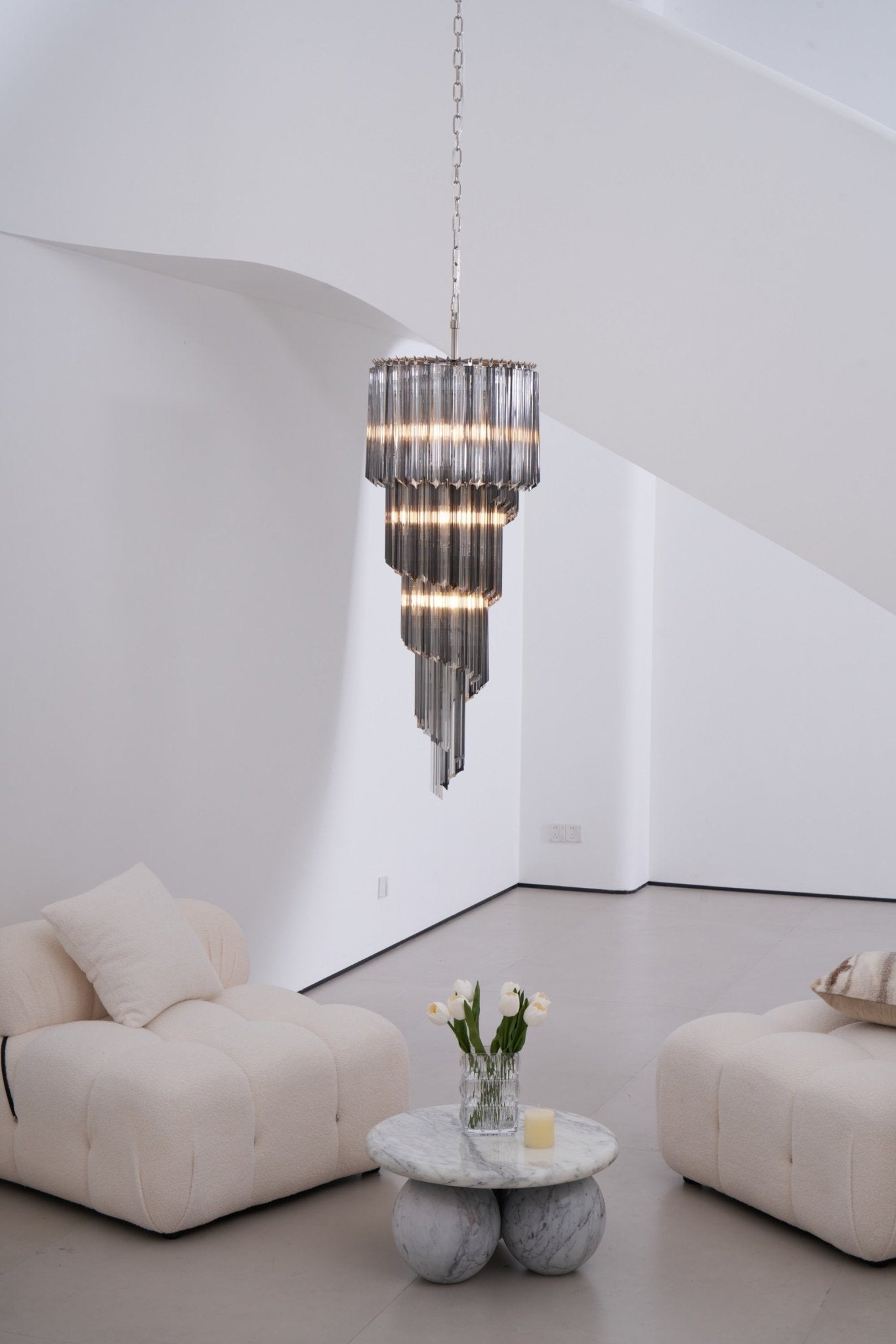 Aurora Chandelier Smoked Glass Spiral