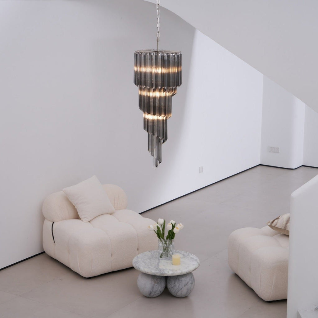 Aurora Chandelier Smoked Glass Spiral