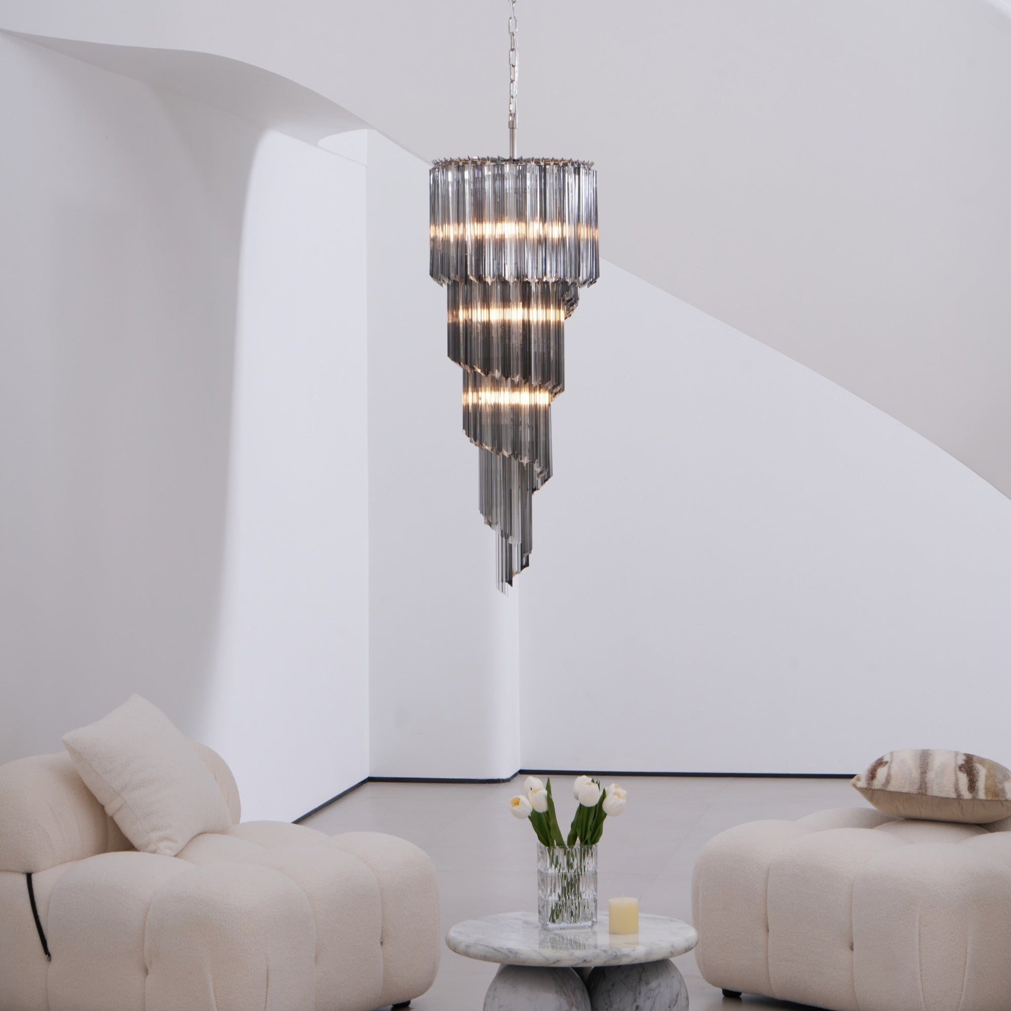 Aurora Chandelier Smoked Glass Spiral