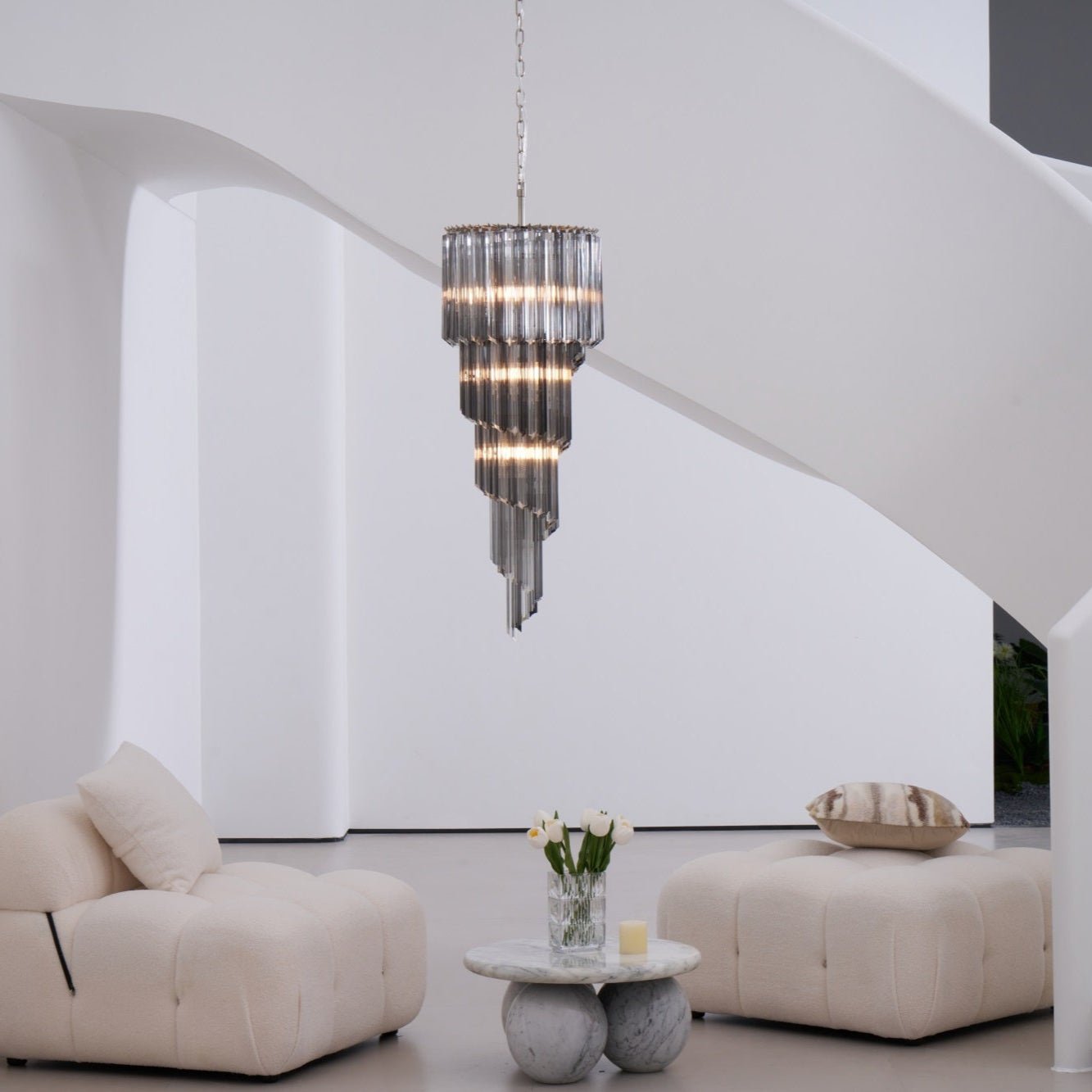 Aurora Chandelier Smoked Glass Spiral