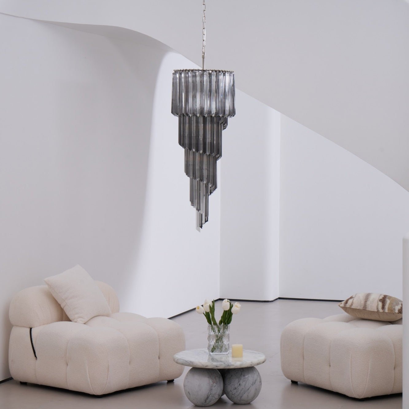 Aurora Chandelier Smoked Glass Spiral
