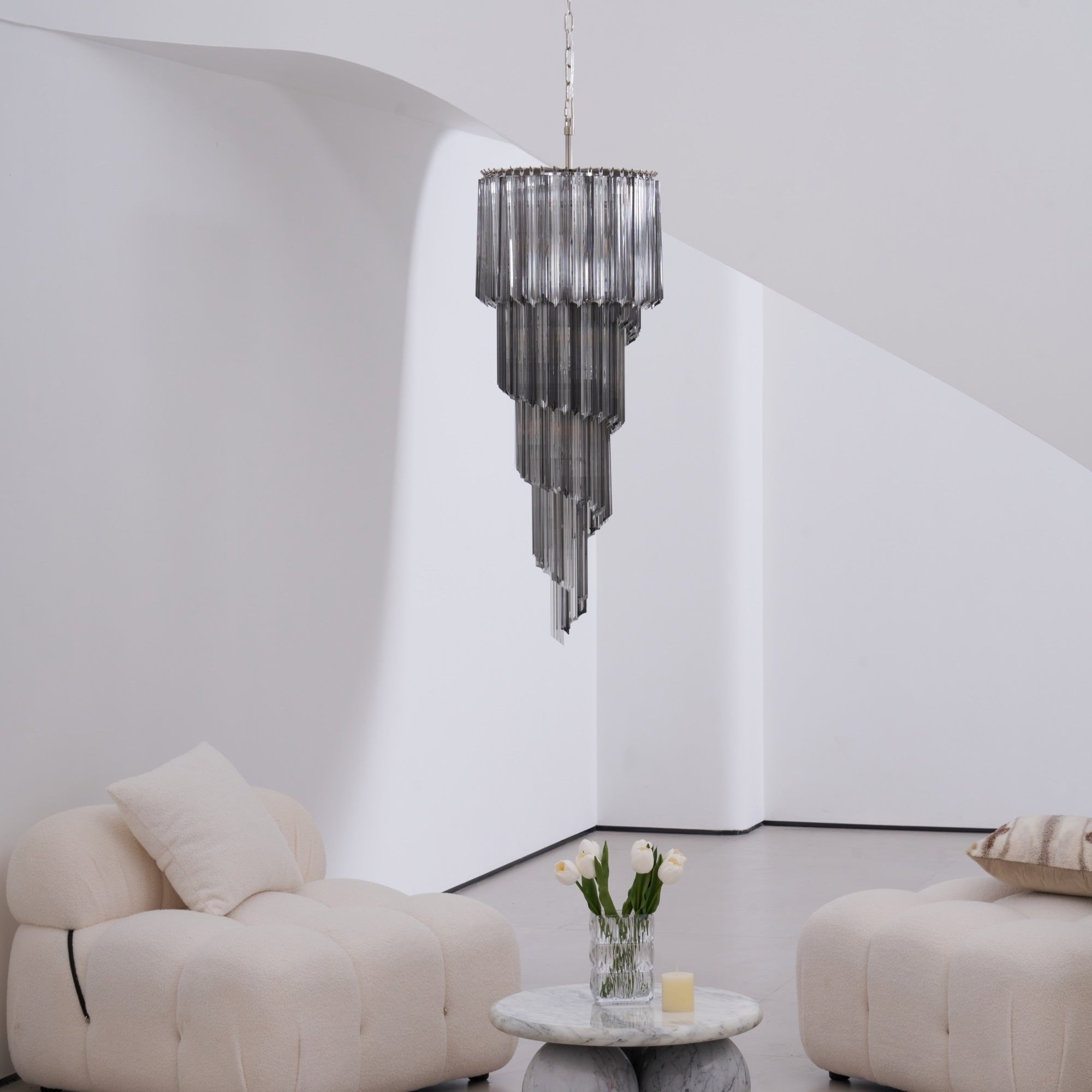 Aurora Chandelier Smoked Glass Spiral