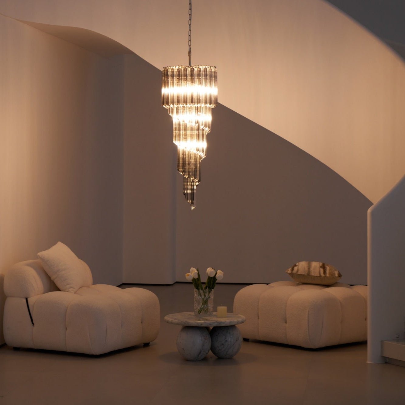 Aurora Chandelier Smoked Glass Spiral