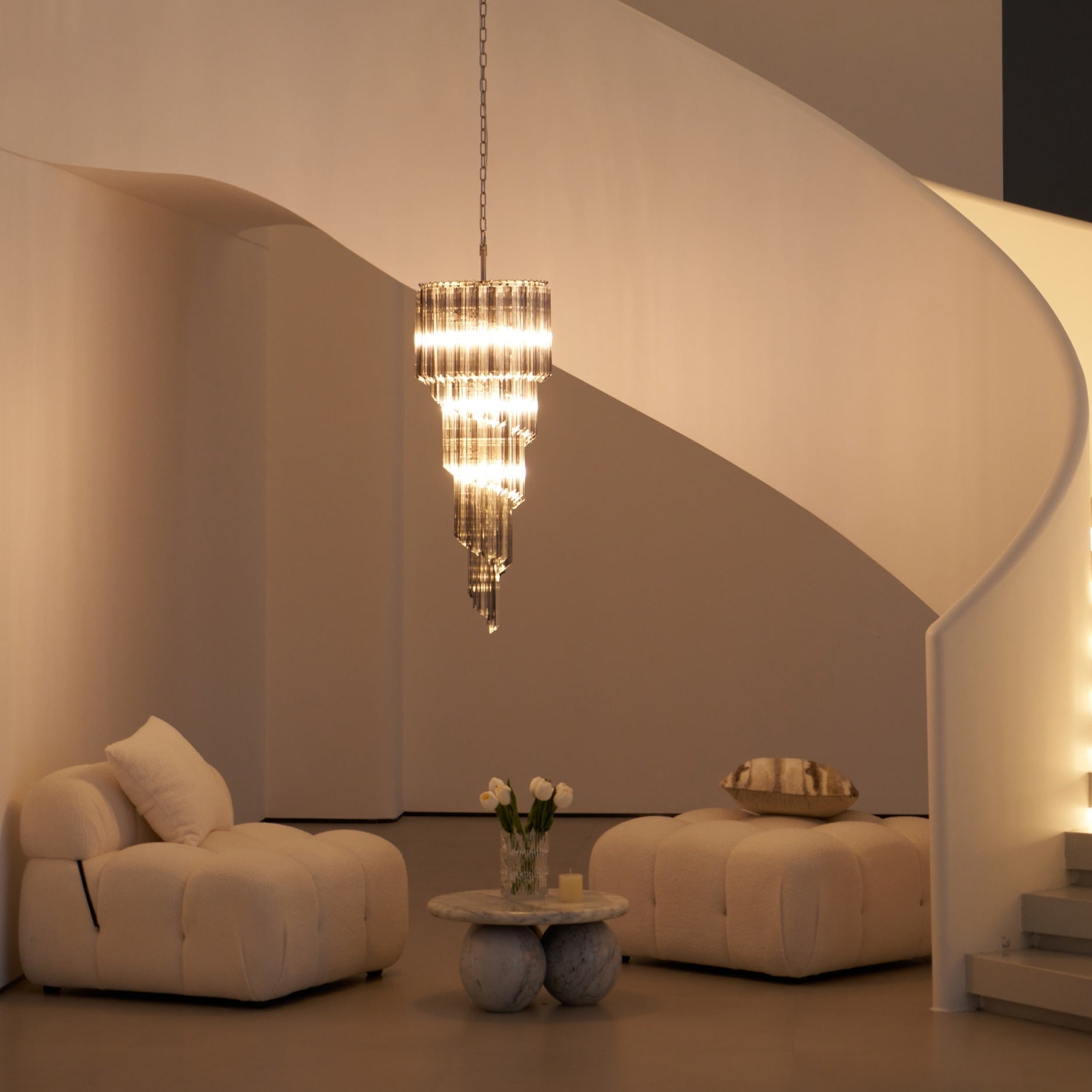 Aurora Chandelier Smoked Glass Spiral