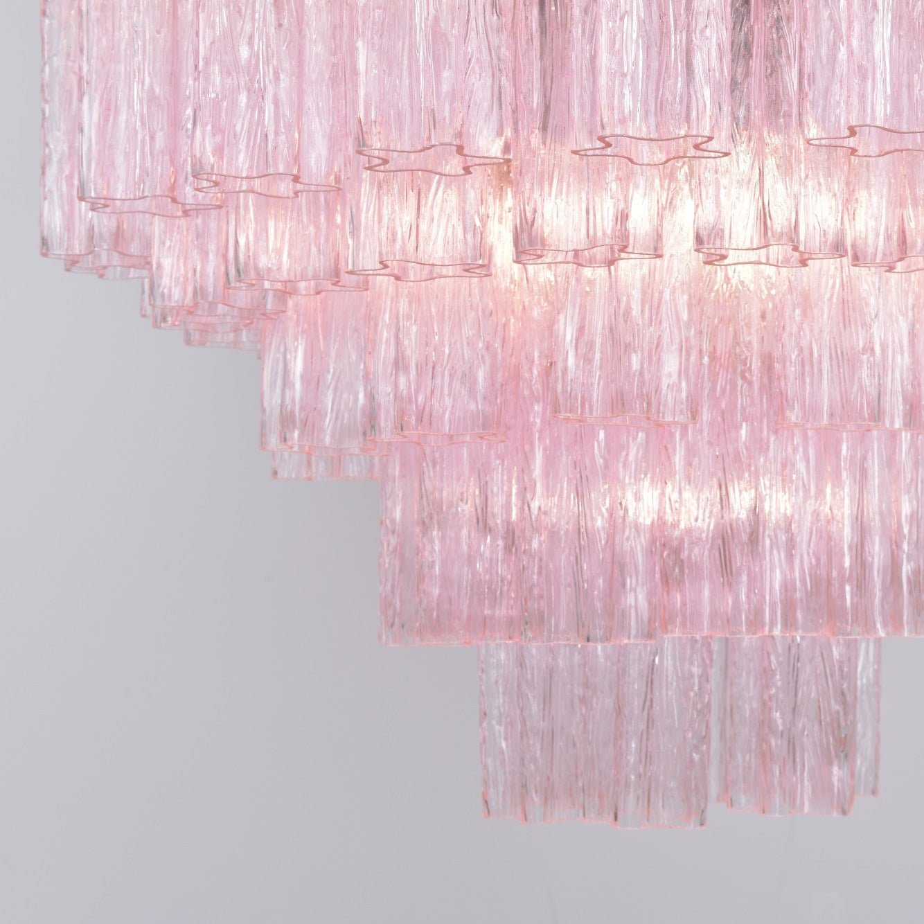 Aurora Chandelier Pink Glass Multi-Tier Romantic Glow