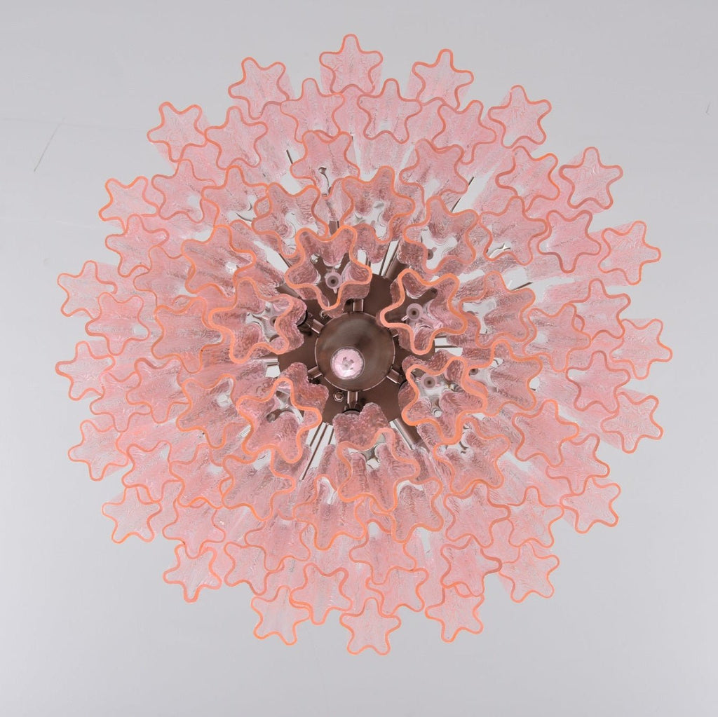 Aurora Chandelier Pink Glass Multi-Tier Romantic Glow
