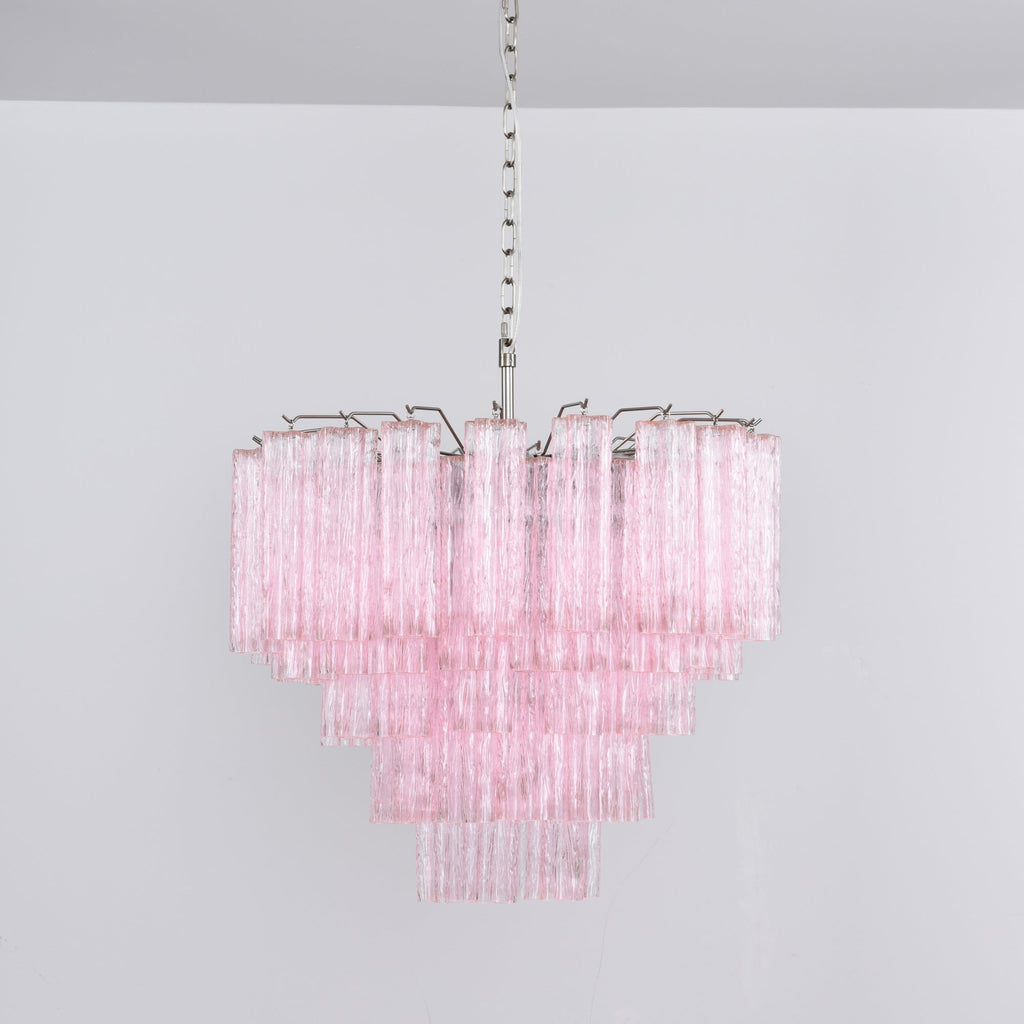 Aurora Chandelier Pink Glass Multi-Tier Romantic Glow