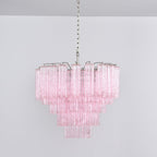 Aurora Chandelier Pink Glass Multi-Tier Romantic Glow