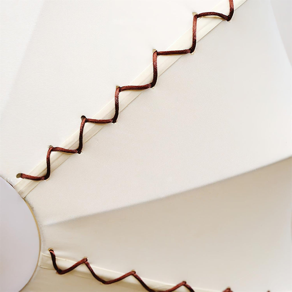 Ceiling Light Beige Fabric with Walnut Wood Accents Artistic