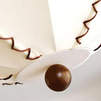 Ceiling Light Beige Fabric with Walnut Wood Accents Artistic