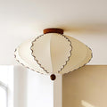 Ceiling Light Beige Fabric with Walnut Wood Accents Artistic