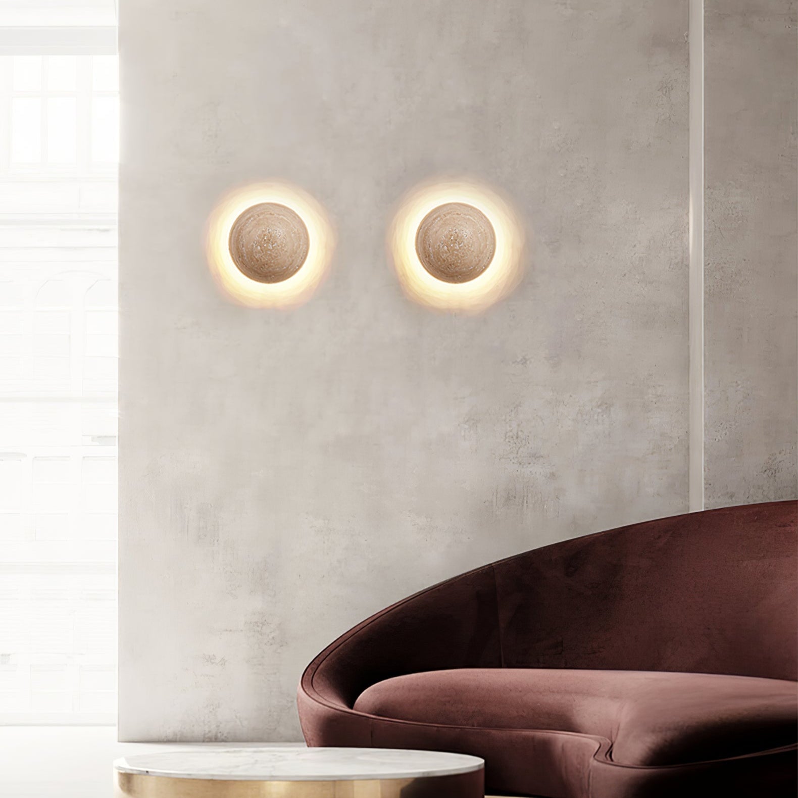 Nyvarion Minimalist Travertine Wall Light