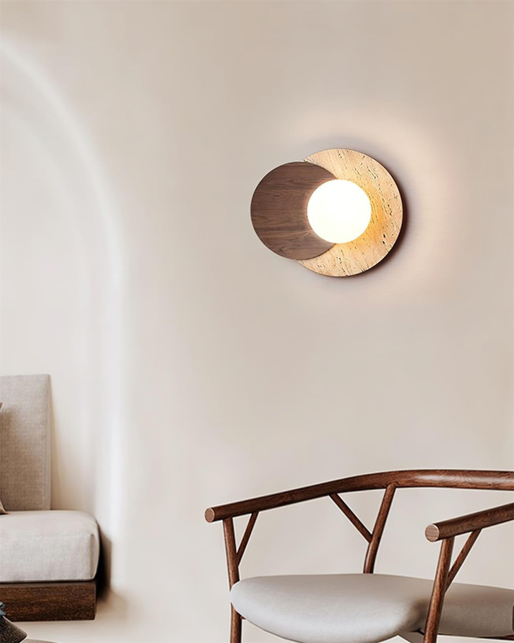 Zelirir Wall Light Minimalist in Travertine - Kingsley Beaumont