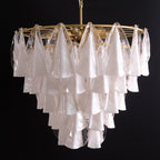 Aurora Chandelier White Leaf Glass Layered Modern