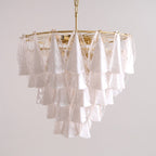Aurora Chandelier White Leaf Glass Layered Modern