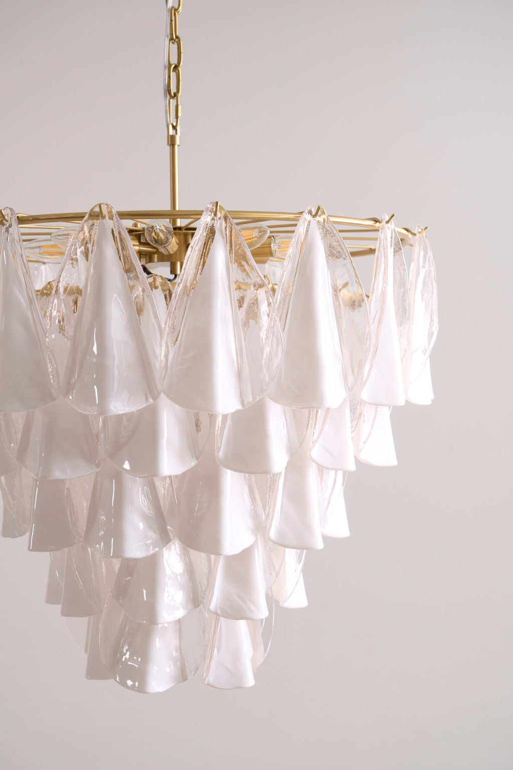 Aurora Chandelier White Leaf Glass Layered Modern