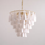 Aurora Chandelier White Leaf Glass Layered Modern