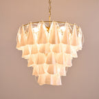 Aurora Chandelier White Leaf Glass Layered Modern