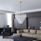 Aurora Chandelier White Leaf Glass Layered Modern