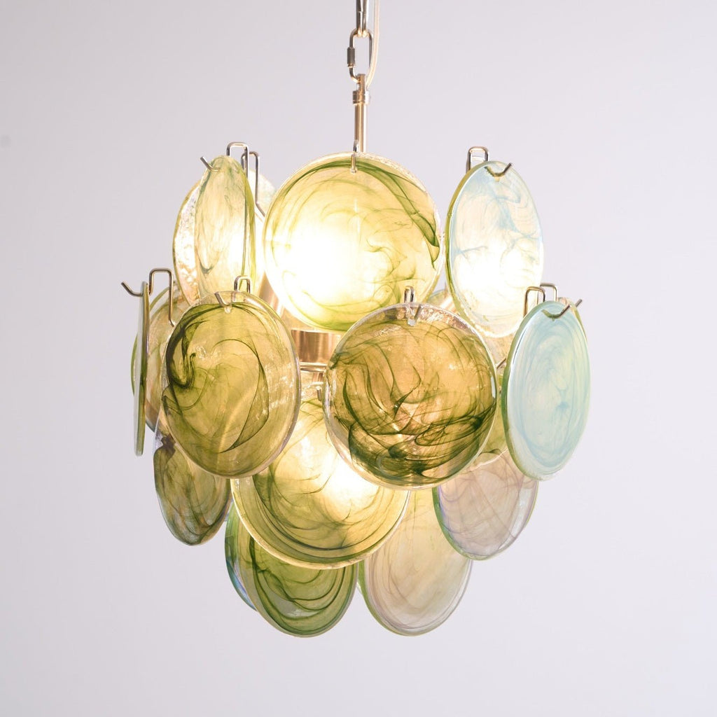 Aurora Chandelier Multicolor Murano Disc Layered Artistic
