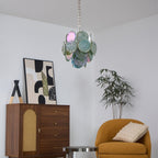 Aurora Chandelier Multicolor Murano Disc Layered Artistic