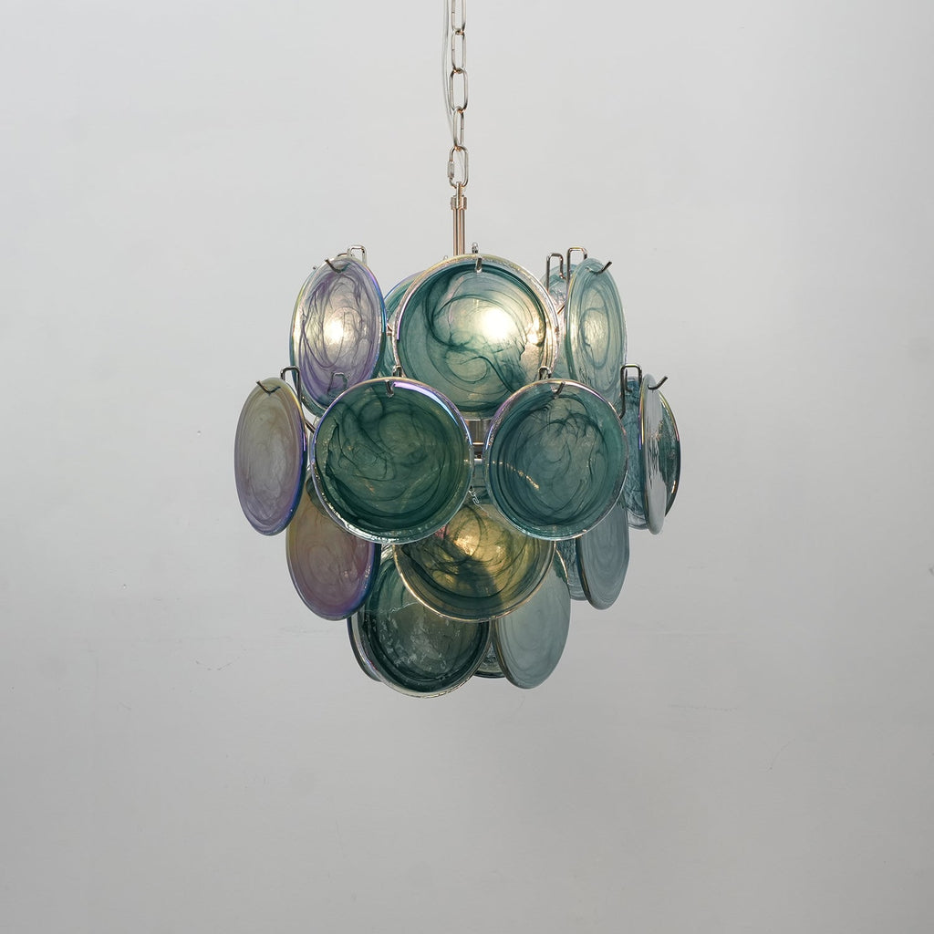 Aurora Chandelier Multicolor Murano Disc Layered Artistic