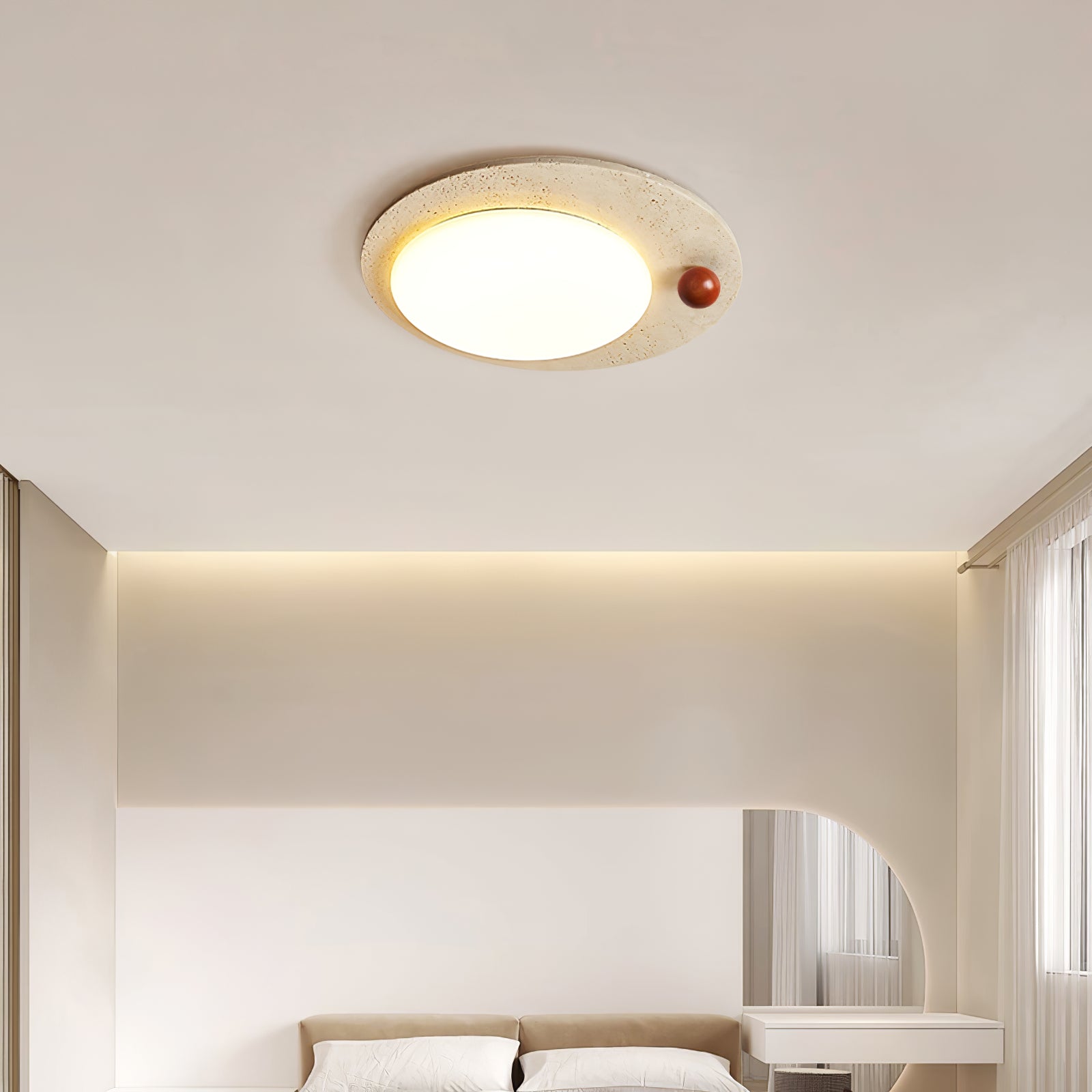 Circular Travertine  Ceiling Light