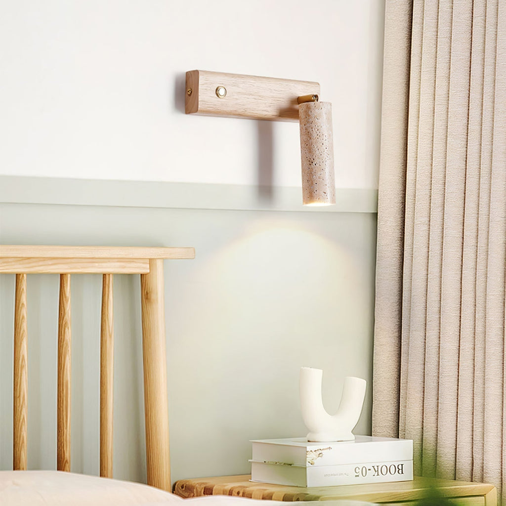 Ornoria Cylindrical Travertine Wall Light SpotLight