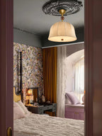 Ceiling Light in Fabric, Metal and Wood for Warm Interiors Elegant