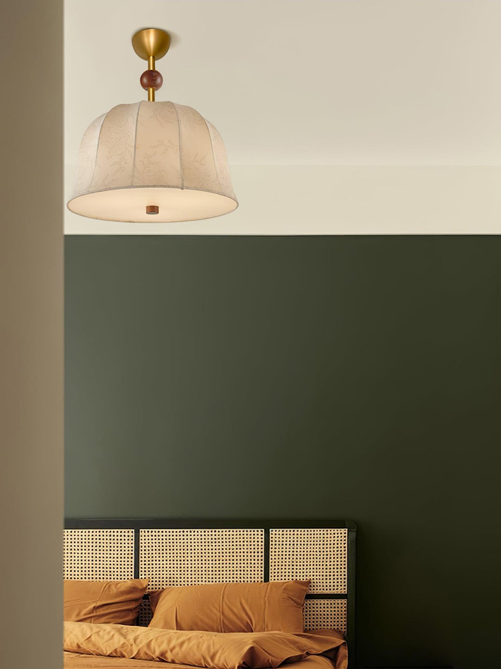 Ceiling Light in Fabric, Metal and Wood for Warm Interiors Elegant