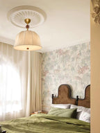 Ceiling Light in Fabric, Metal and Wood for Warm Interiors Elegant