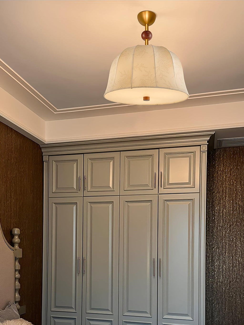 Ceiling Light in Fabric, Metal and Wood for Warm Interiors Elegant