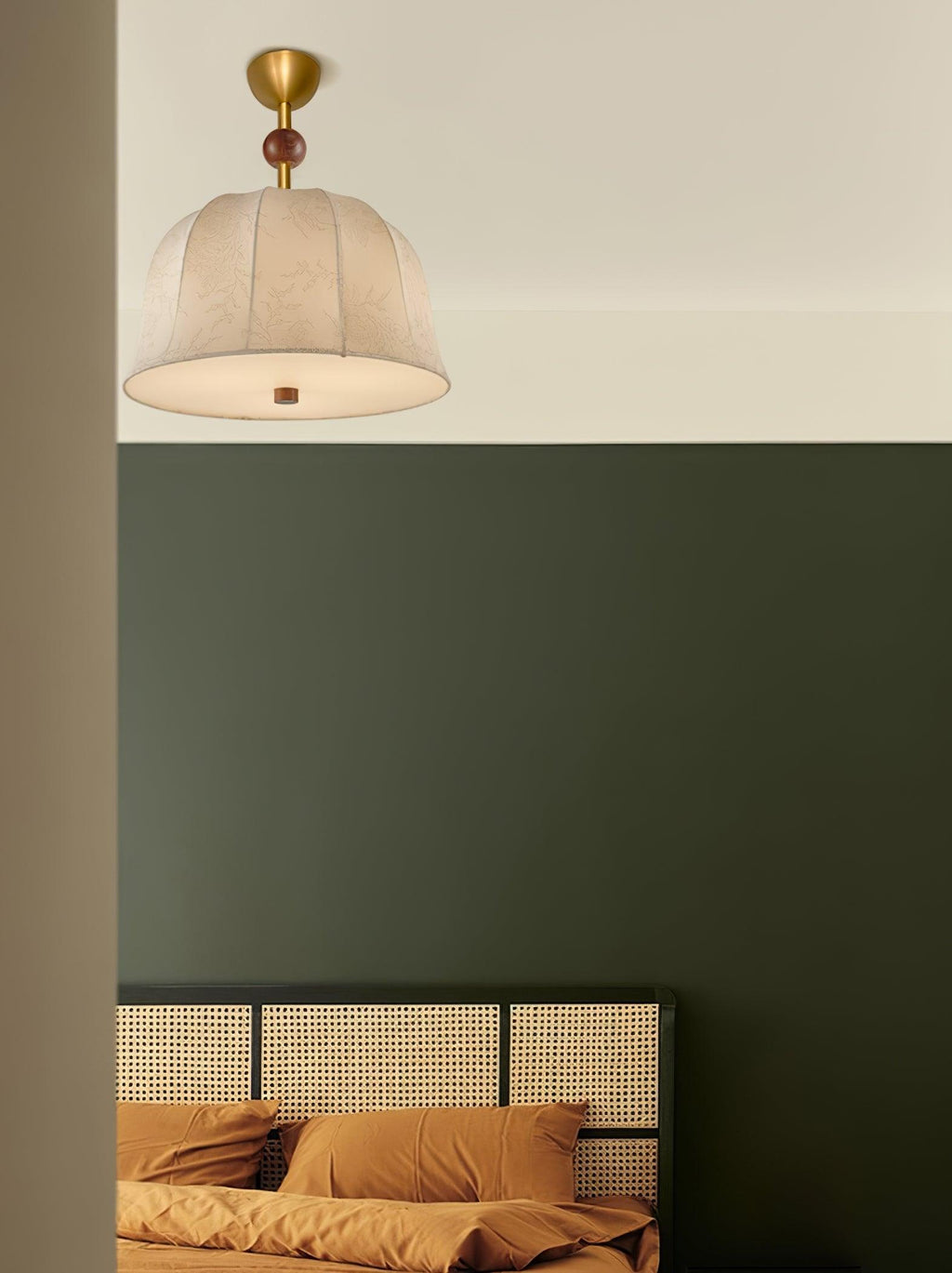 Ceiling Light in Fabric, Metal and Wood for Warm Interiors Elegant