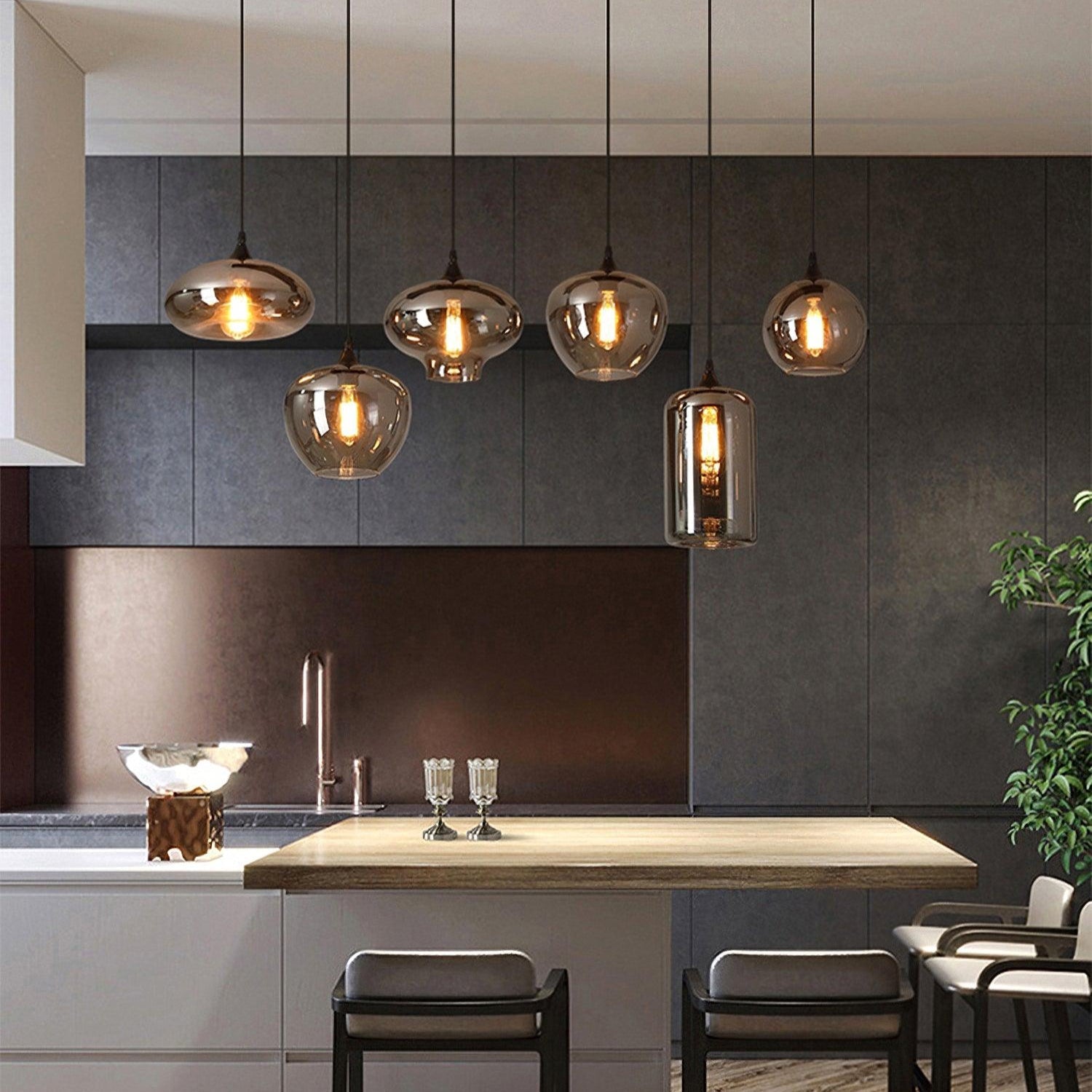 June Minimalist Bottle Glass Pendant Light Smoke Gray