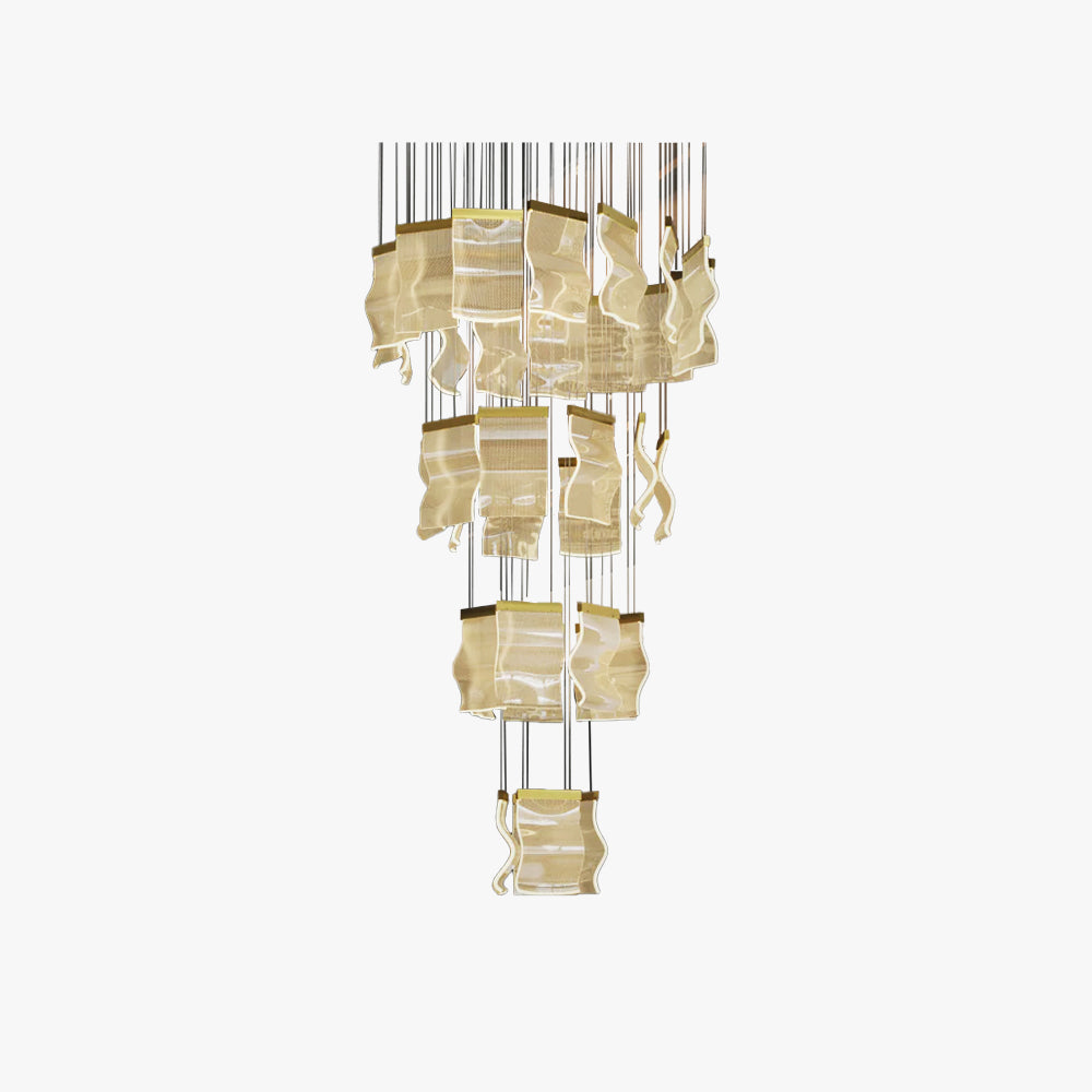 Kristy Industrial Chandelier Wave /Metal Gold Bedroom/Living Room