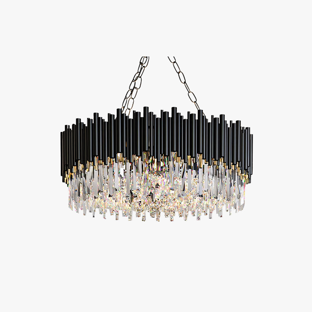 Kristy Industrial Cylindrical Crystal/Metal Chandeliers Black Living Room