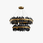 Kristy Industrial Chandelier Cylindrical Metal Black Gold Living Room