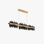 Kristy Industrial Chandelier Rectangle Metal Gold Black Living Room