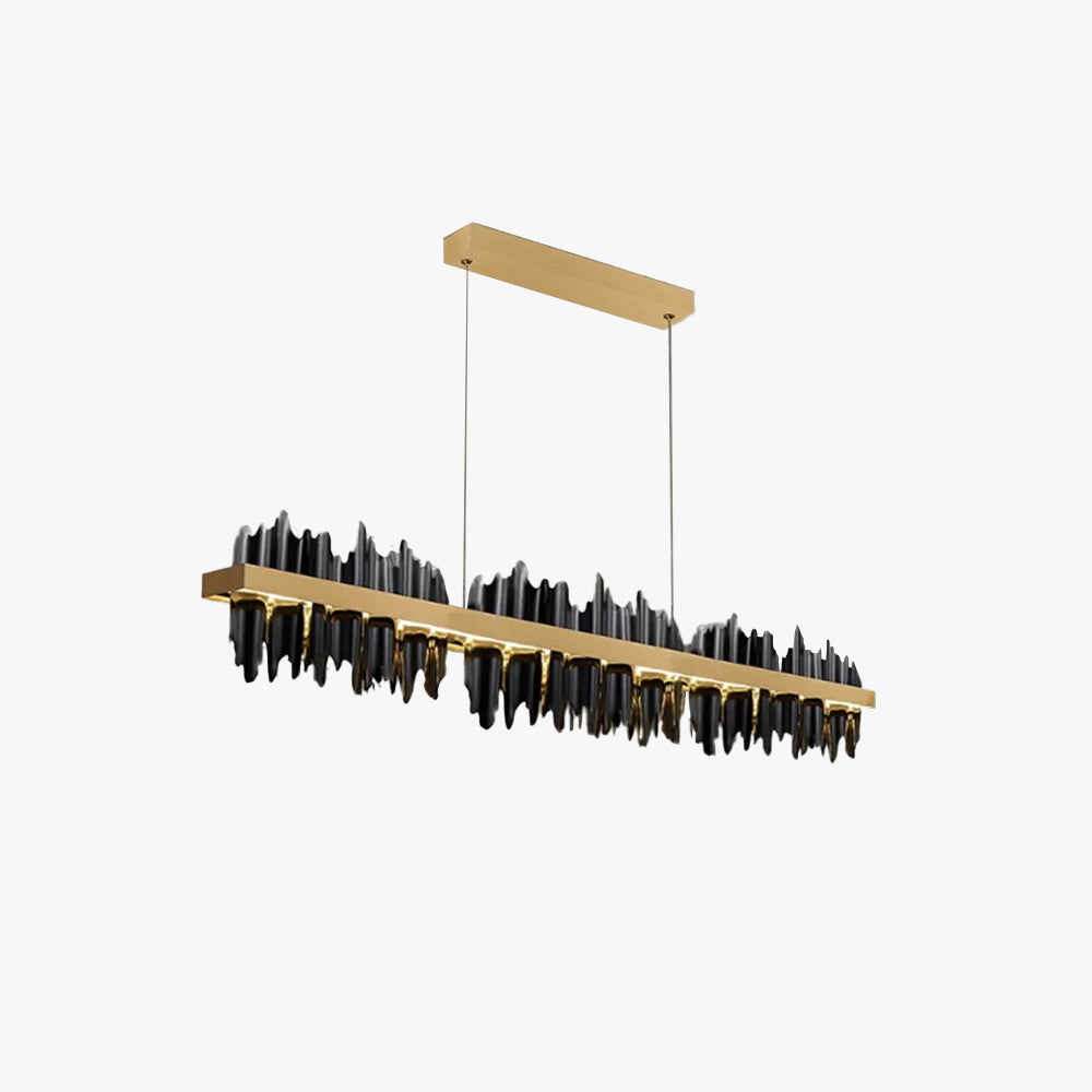 Kristy Industrial Chandelier Rectangle Metal Gold Black Living Room