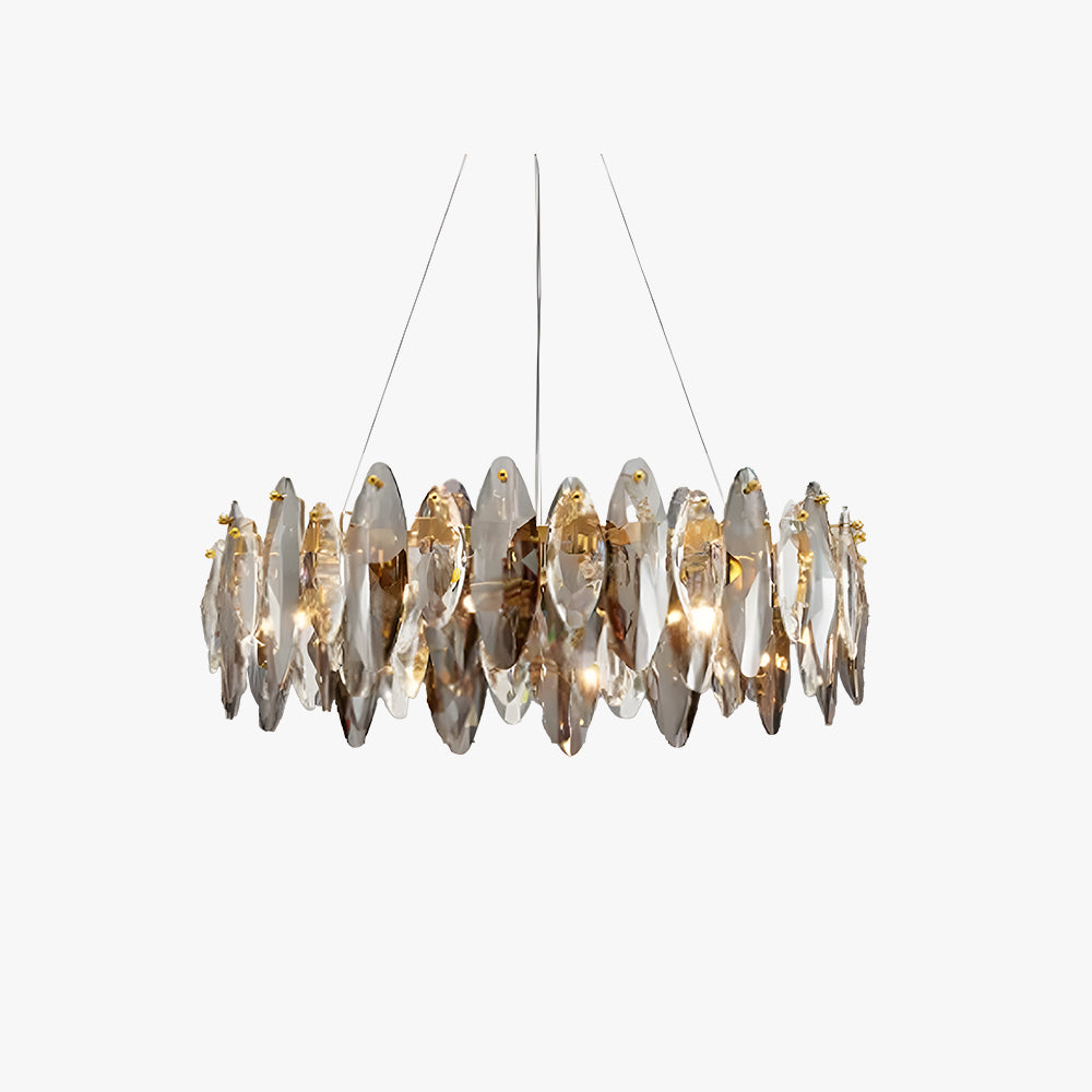 Kristy Crystal Chandelier LED Elliptical Glass/Metal Gold Living Room