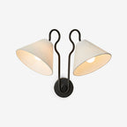 Walter Wall Lamp Double White Cone Shades Fabric