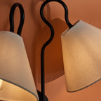 Walter Wall Lamp Double White Cone Shades Fabric