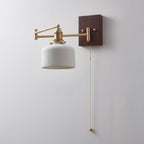Artistic Walnut Brass Wall Sconce Adjustable Arm Vintage