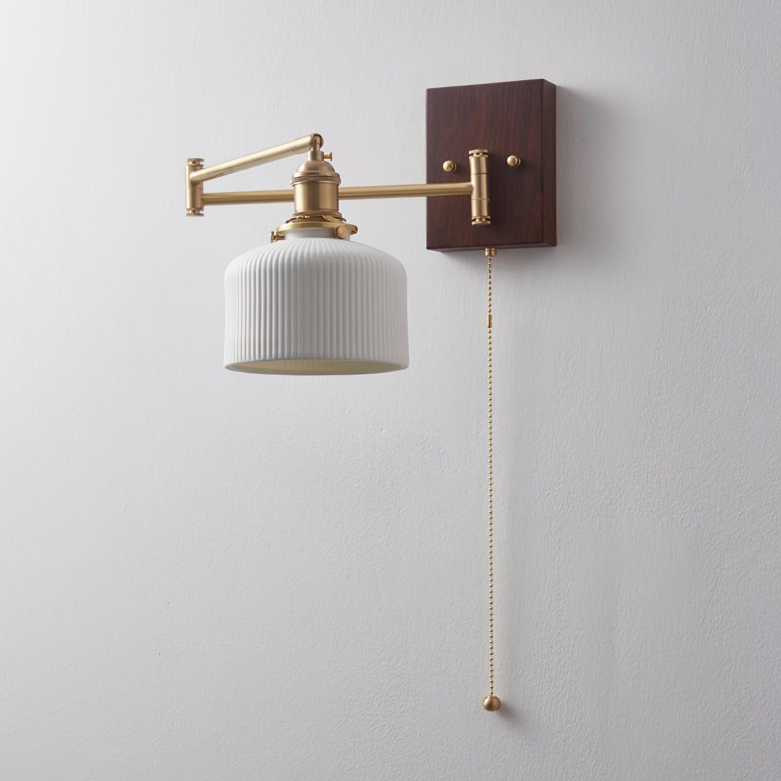 Artistic Walnut Brass Wall Sconce Adjustable Arm Vintage
