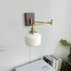 Artistic Walnut Brass Wall Sconce Adjustable Arm Vintage