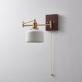 Artistic Walnut Brass Wall Sconce Adjustable Arm Vintage