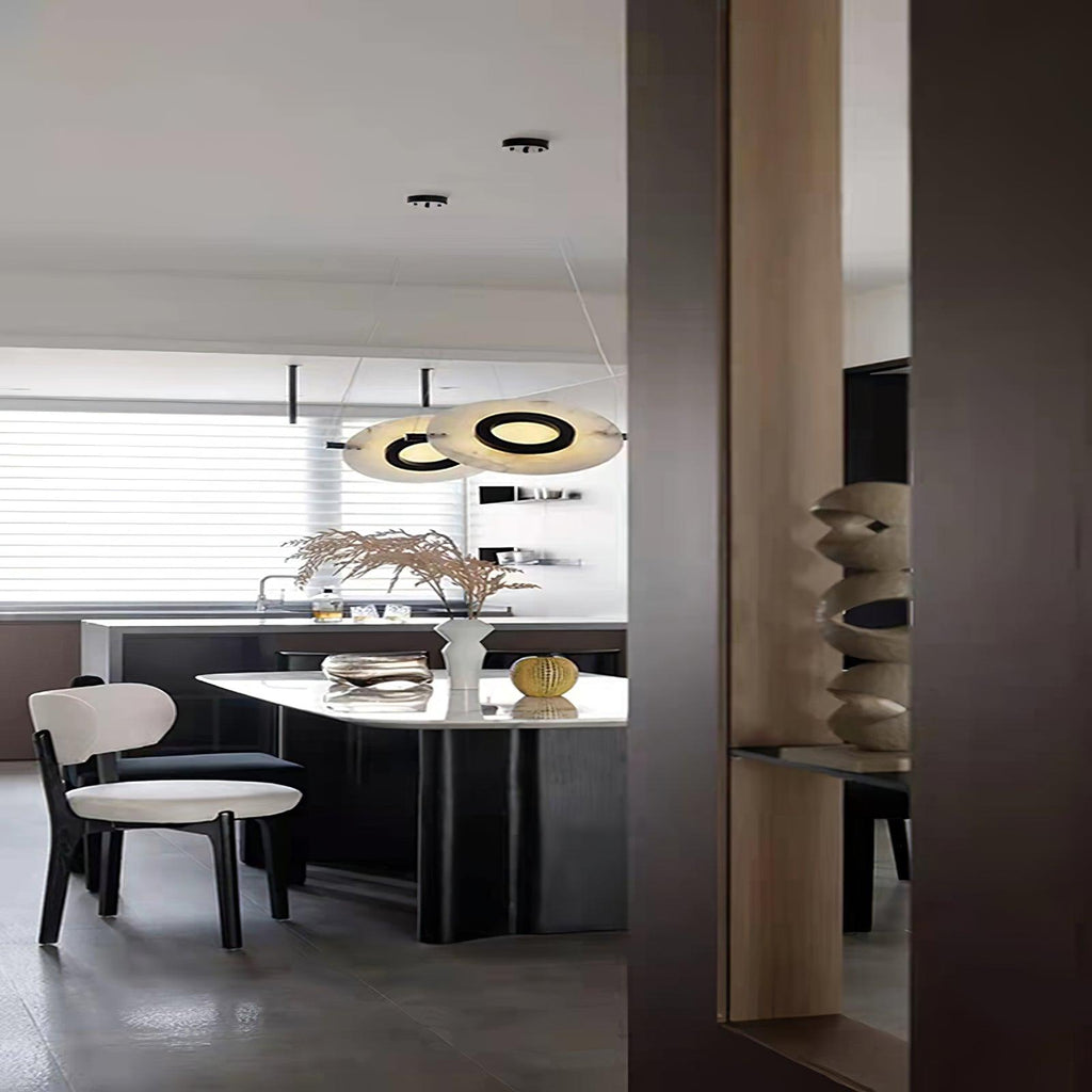 Imirila Disc Shaped Glass  Alabaster Pendant Light